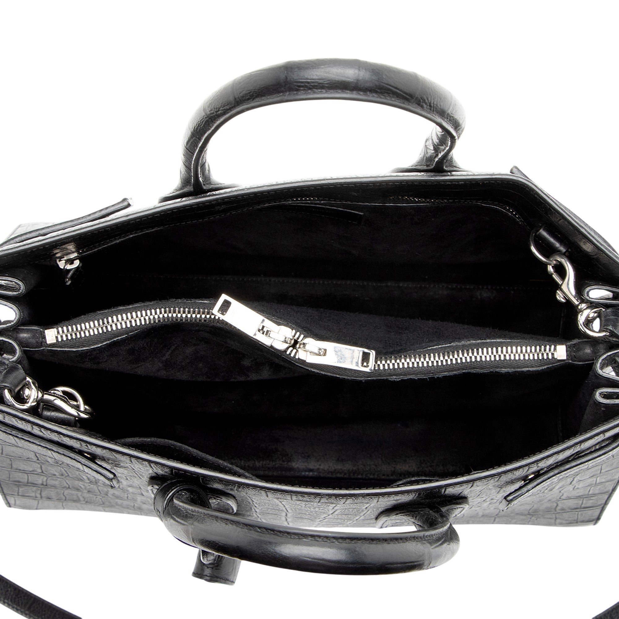 Saint Laurent Croc Embossed Leather Sac De Jour Small Tote