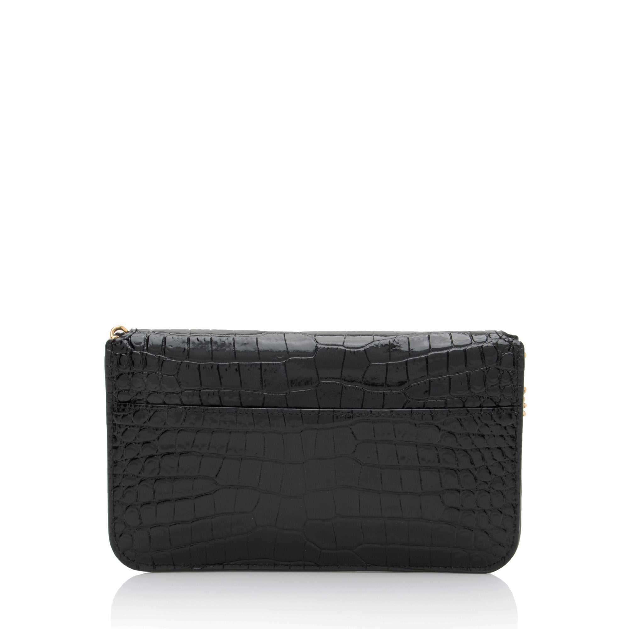 Saint Laurent Croc Embossed Monogram Phone Holder Shoulder Bag