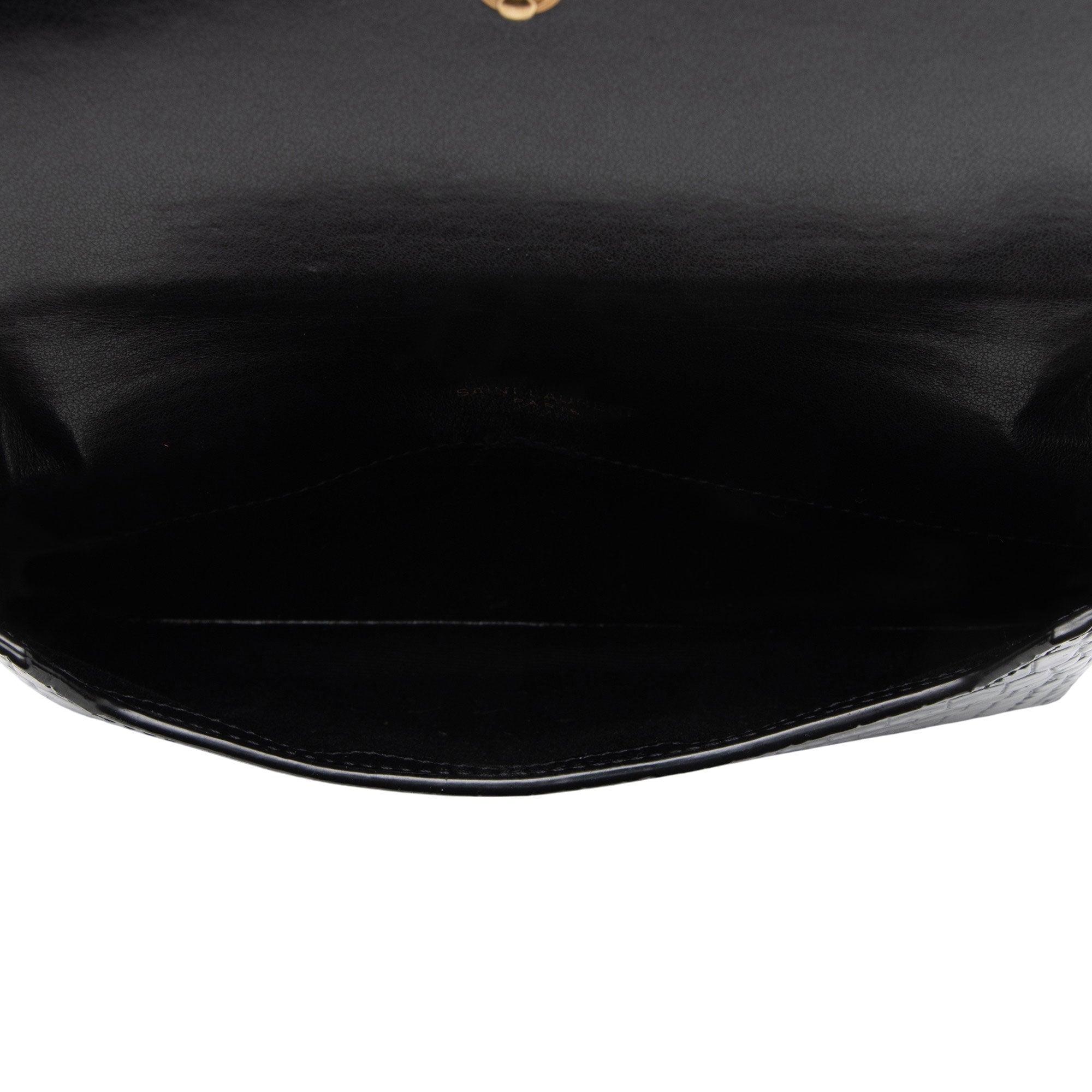 Saint Laurent Croc Embossed Monogram Phone Holder Shoulder Bag
