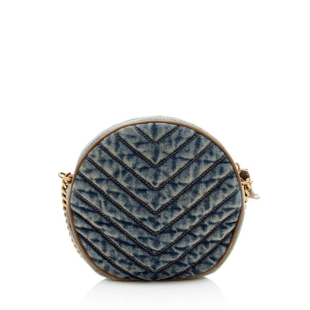 Saint Laurent Denim Monogram Vinyle Round Camera Bag