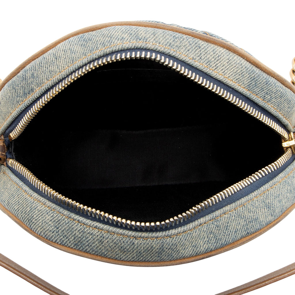 Saint Laurent Denim Monogram Vinyle Round Camera Bag