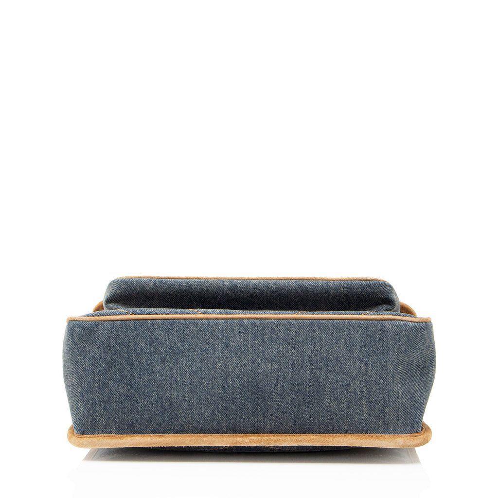 Saint Laurent Denim Suede Monogram Niki Medium Shoulder Bag
