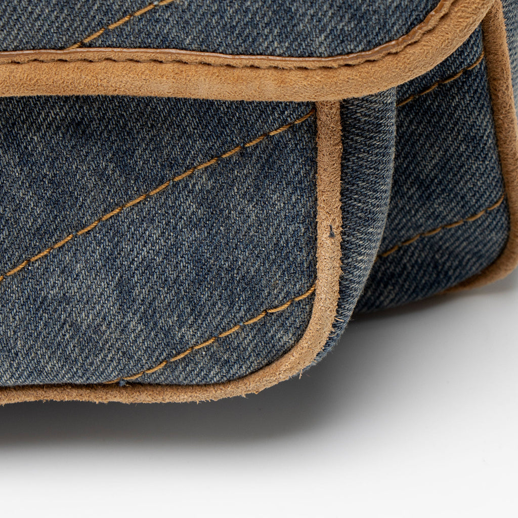 Saint Laurent Denim Suede Monogram Niki Medium Shoulder Bag