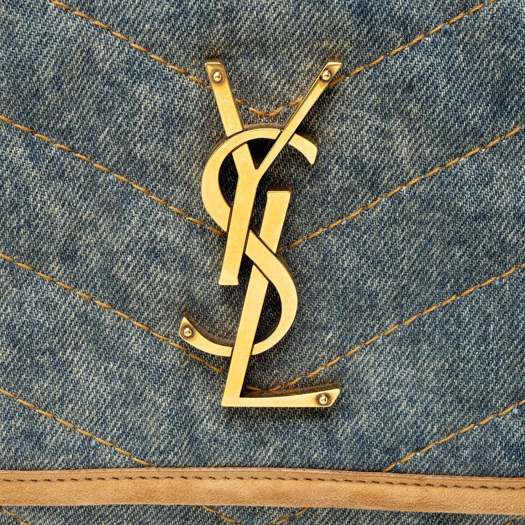 Saint Laurent Denim Suede Monogram Niki Medium Shoulder Bag