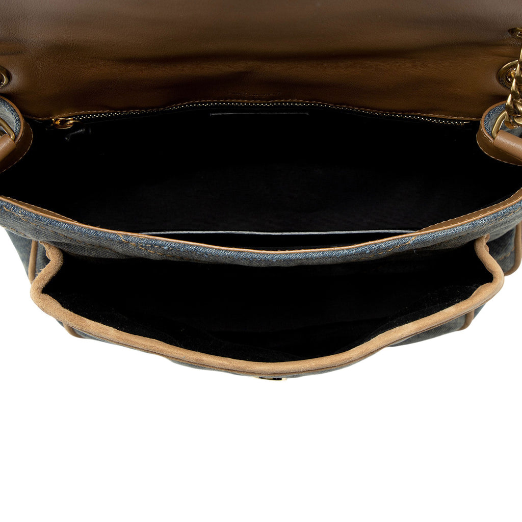 Saint Laurent Denim Suede Monogram Niki Medium Shoulder Bag