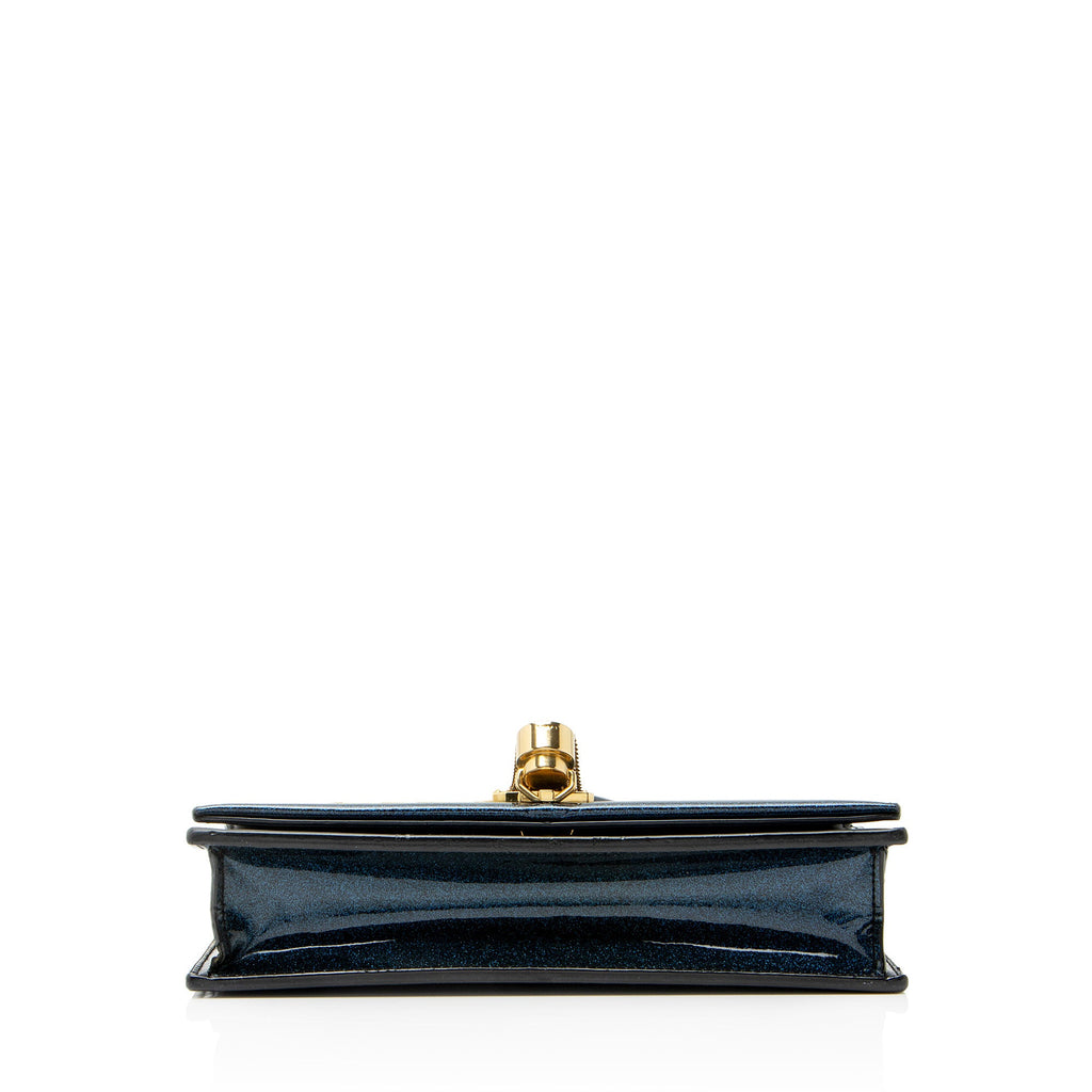 Saint Laurent Glitter Patent Leather Monogram Kate Tassel Chain Wallet