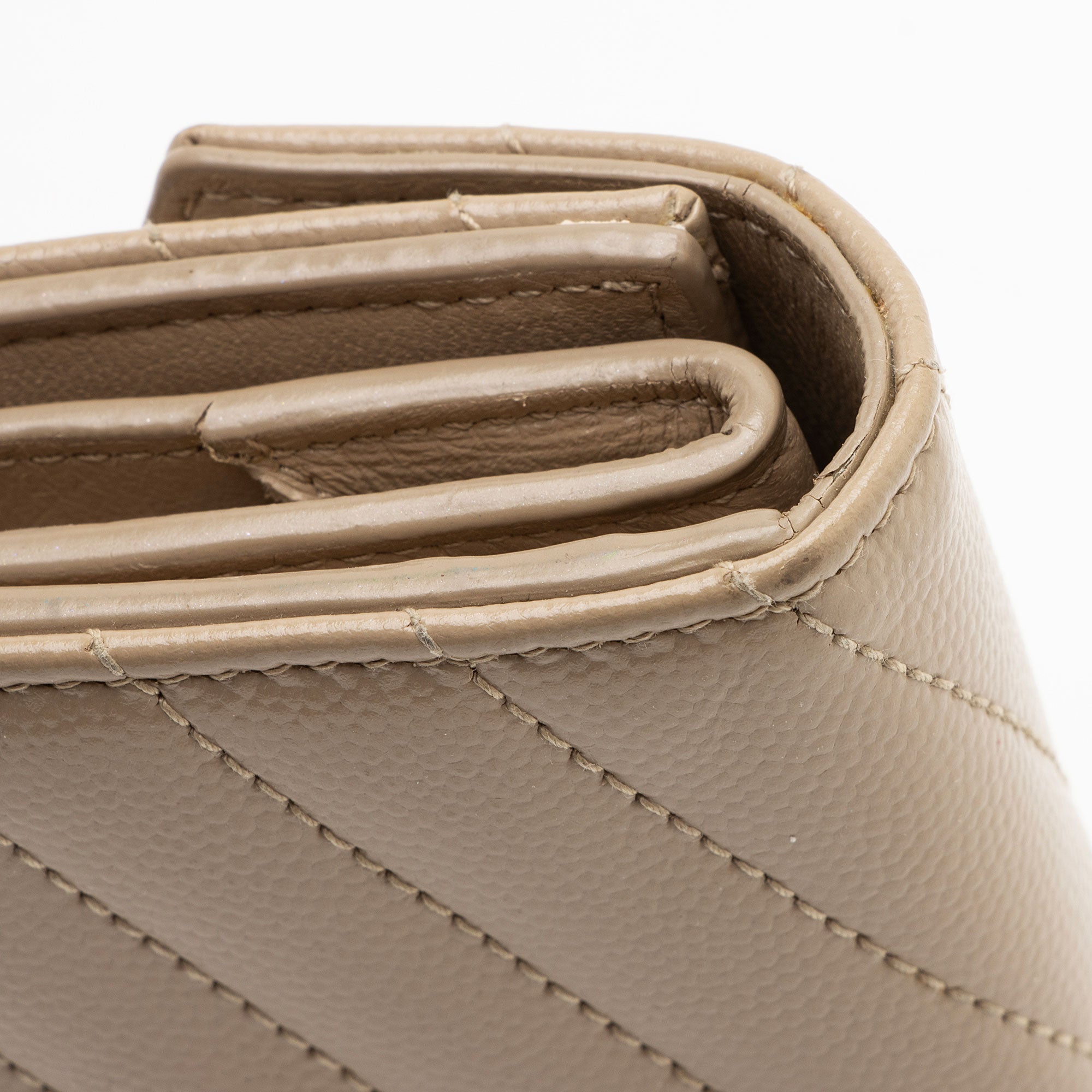 Saint Laurent Grain de Poudre Monogram Compact Trifold Wallet
