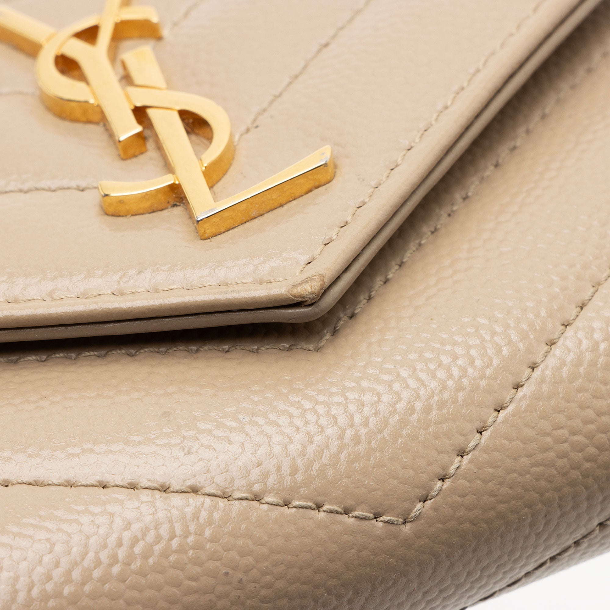 Saint Laurent Grain de Poudre Monogram Compact Trifold Wallet