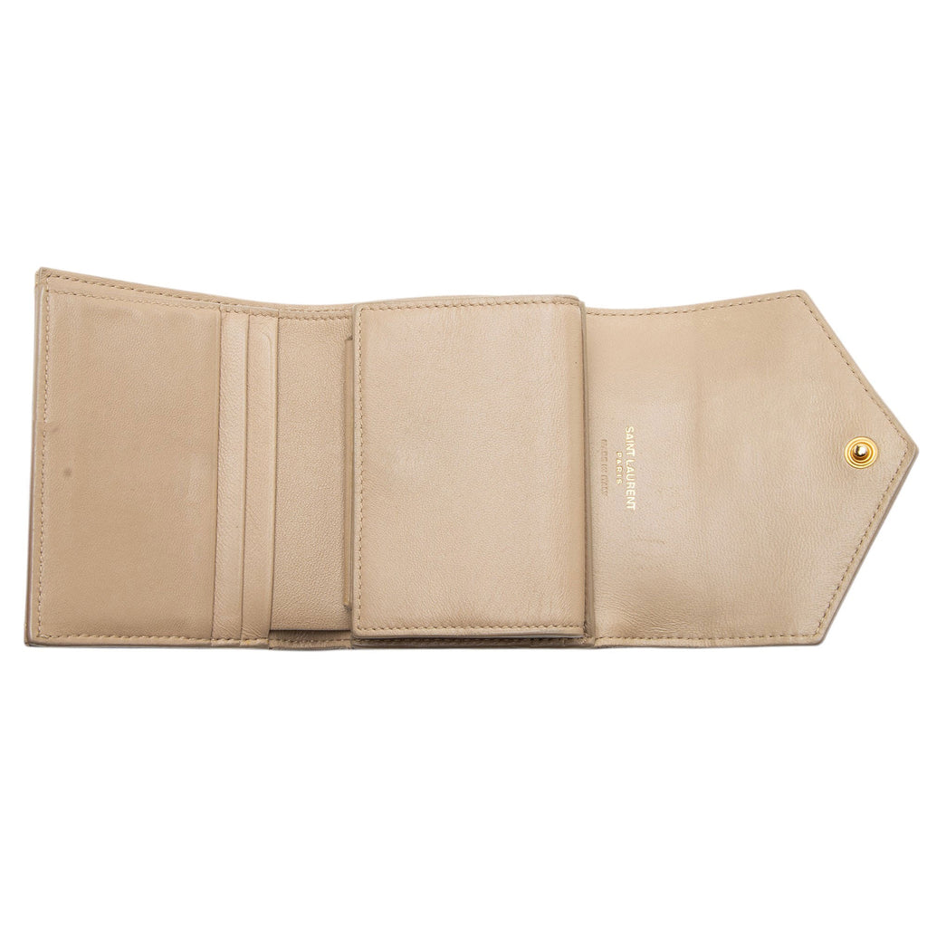 Saint Laurent Grain de Poudre Monogram Compact Trifold Wallet