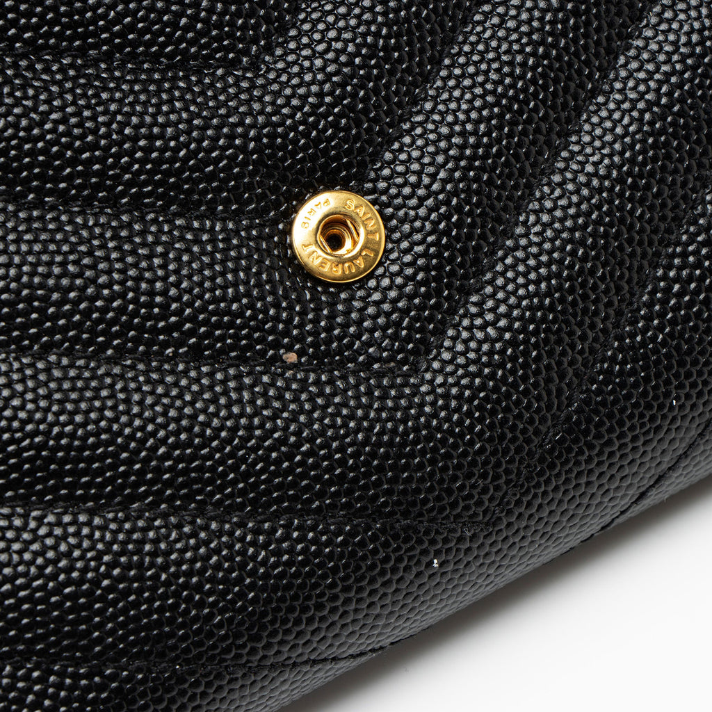 Saint Laurent Grain de Poudre Monogram Compact Trifold Wallet