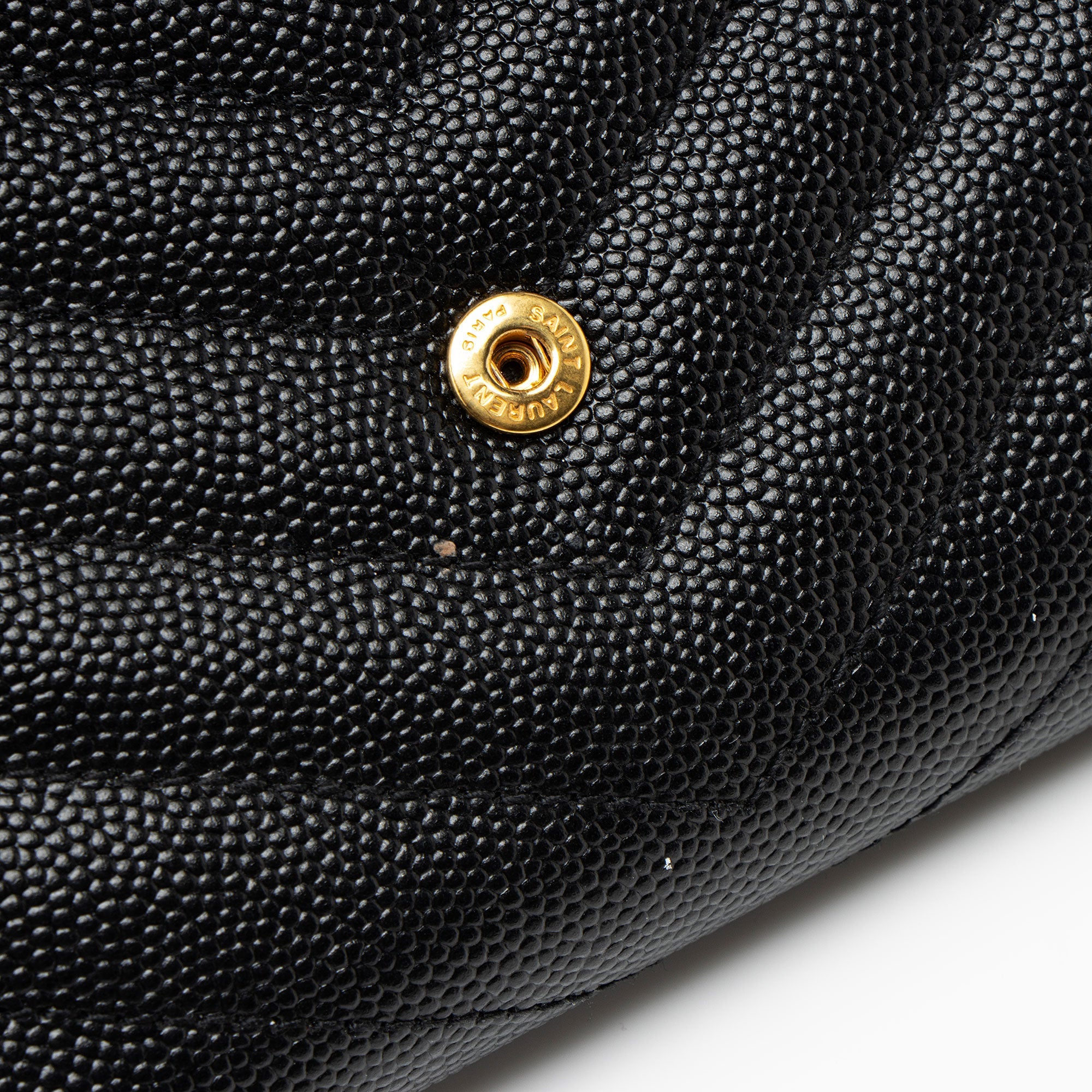 Saint Laurent Grain de Poudre Monogram Compact Trifold Wallet