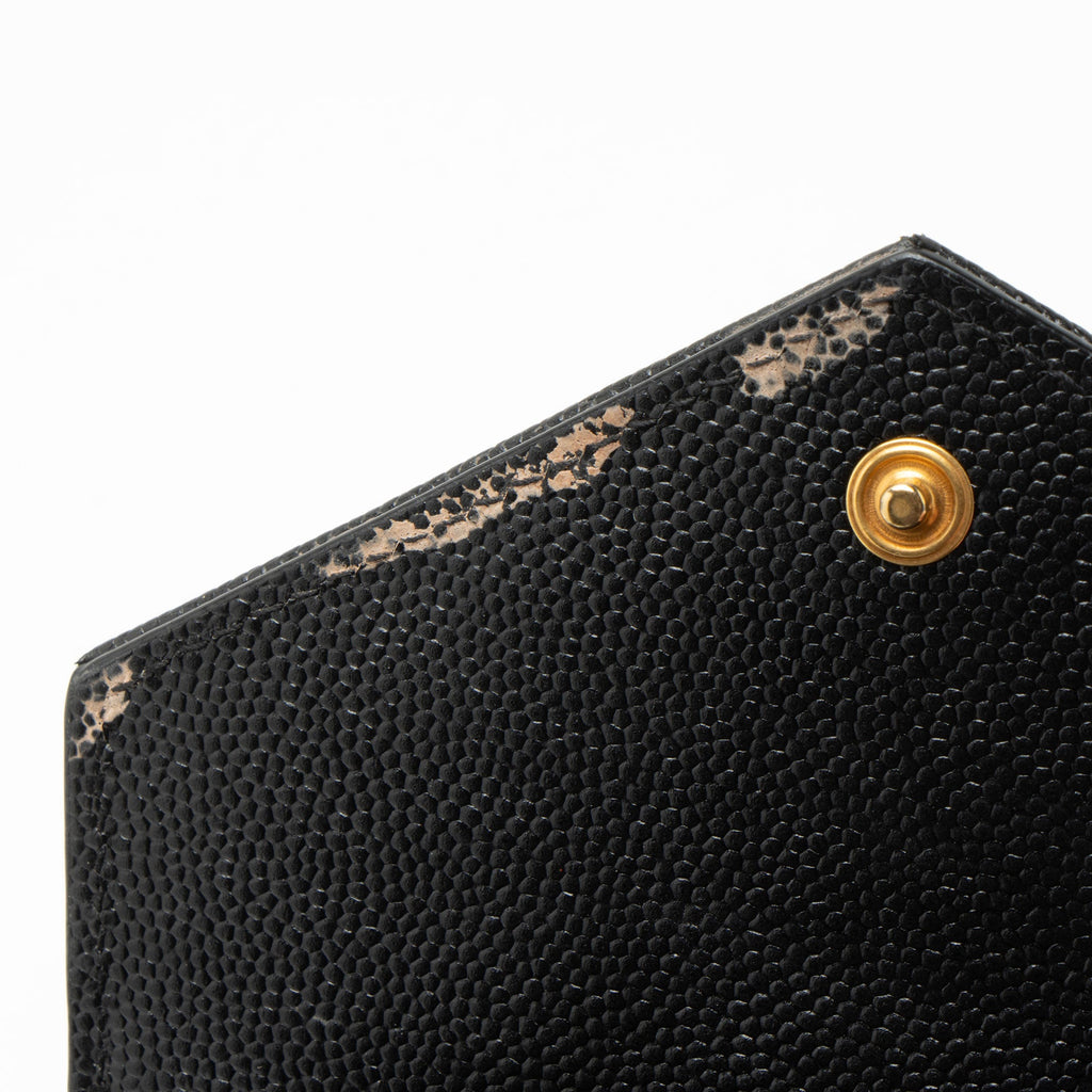 Saint Laurent Grain de Poudre Monogram Compact Trifold Wallet
