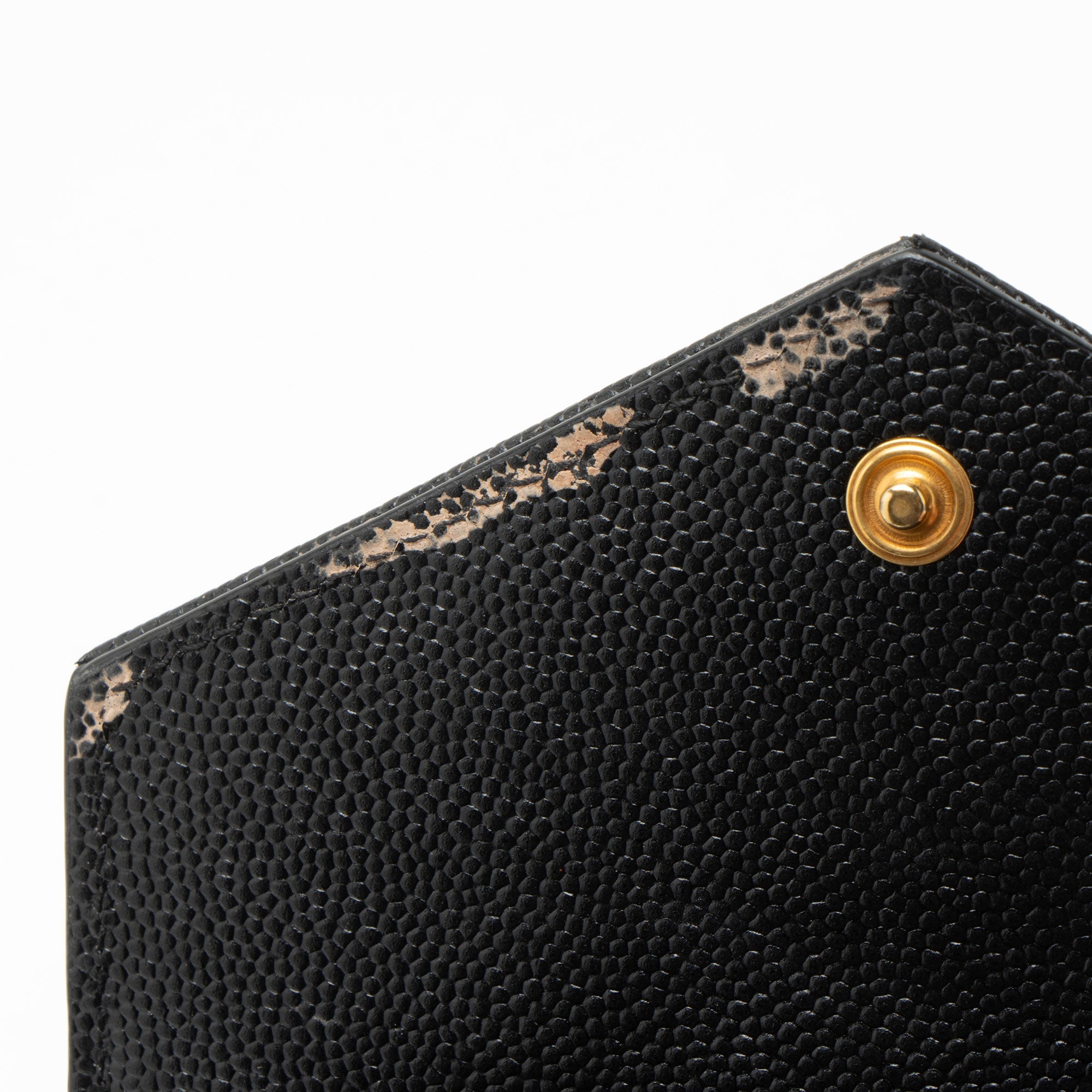 Saint Laurent Grain de Poudre Monogram Compact Trifold Wallet