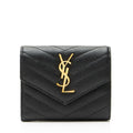 Saint Laurent Grain de Poudre Monogram Compact Trifold Wallet