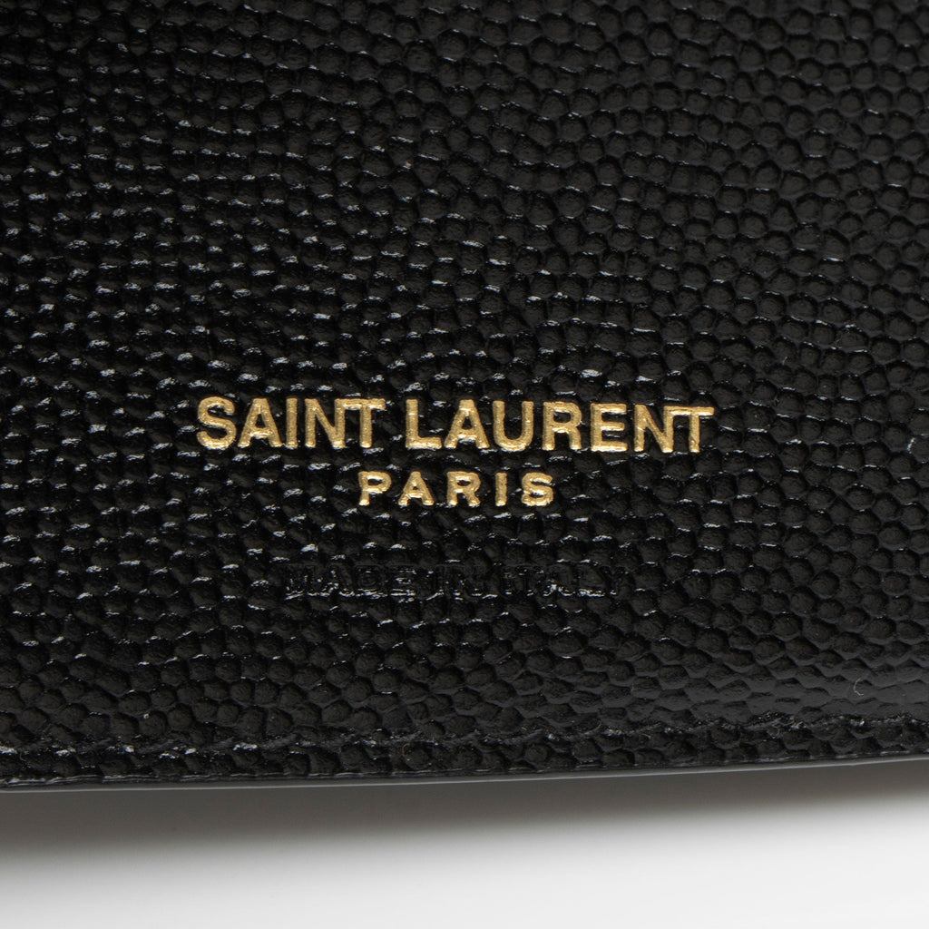 Saint Laurent Grain de Poudre Monogram Compact Trifold Wallet