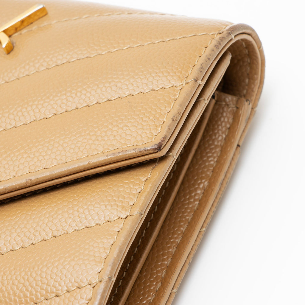 Saint Laurent Grain de Poudre Monogram Compact Trifold Wallet