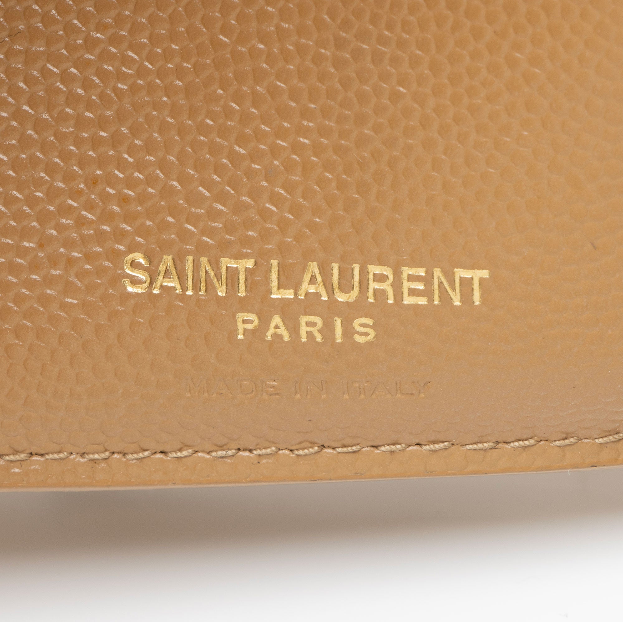 Saint Laurent Grain de Poudre Monogram Compact Trifold Wallet