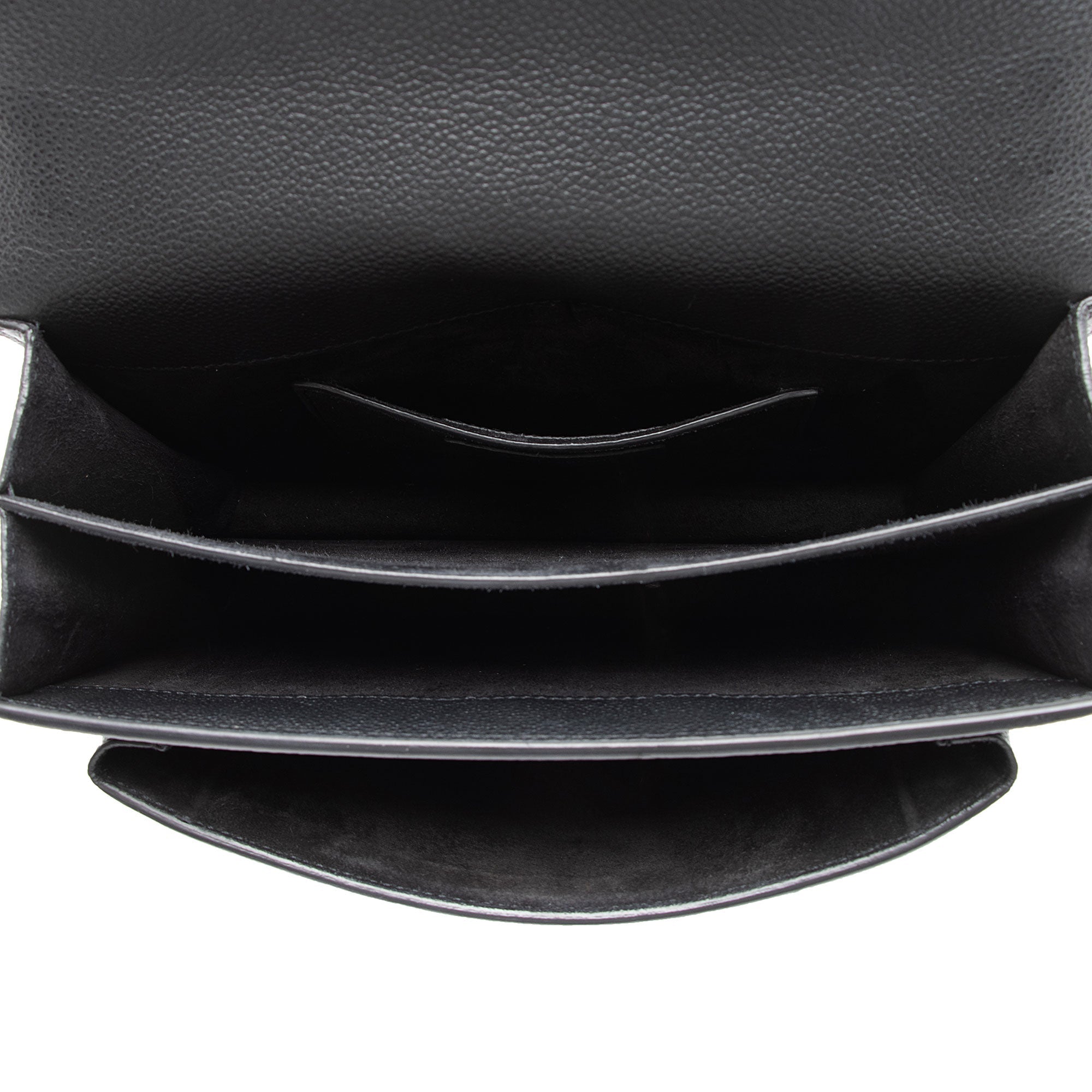 Saint Laurent Grained Calfskin Monogram Sunset Medium Shoulder Bag (SHF-NWQ0FK)