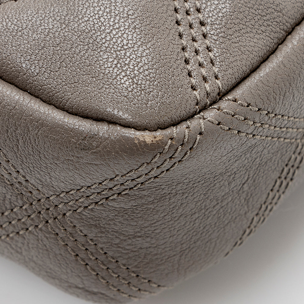 Saint Laurent Grained Lambskin Quilted Becky Double Zip Shoulder Bag (SHF-18175)
