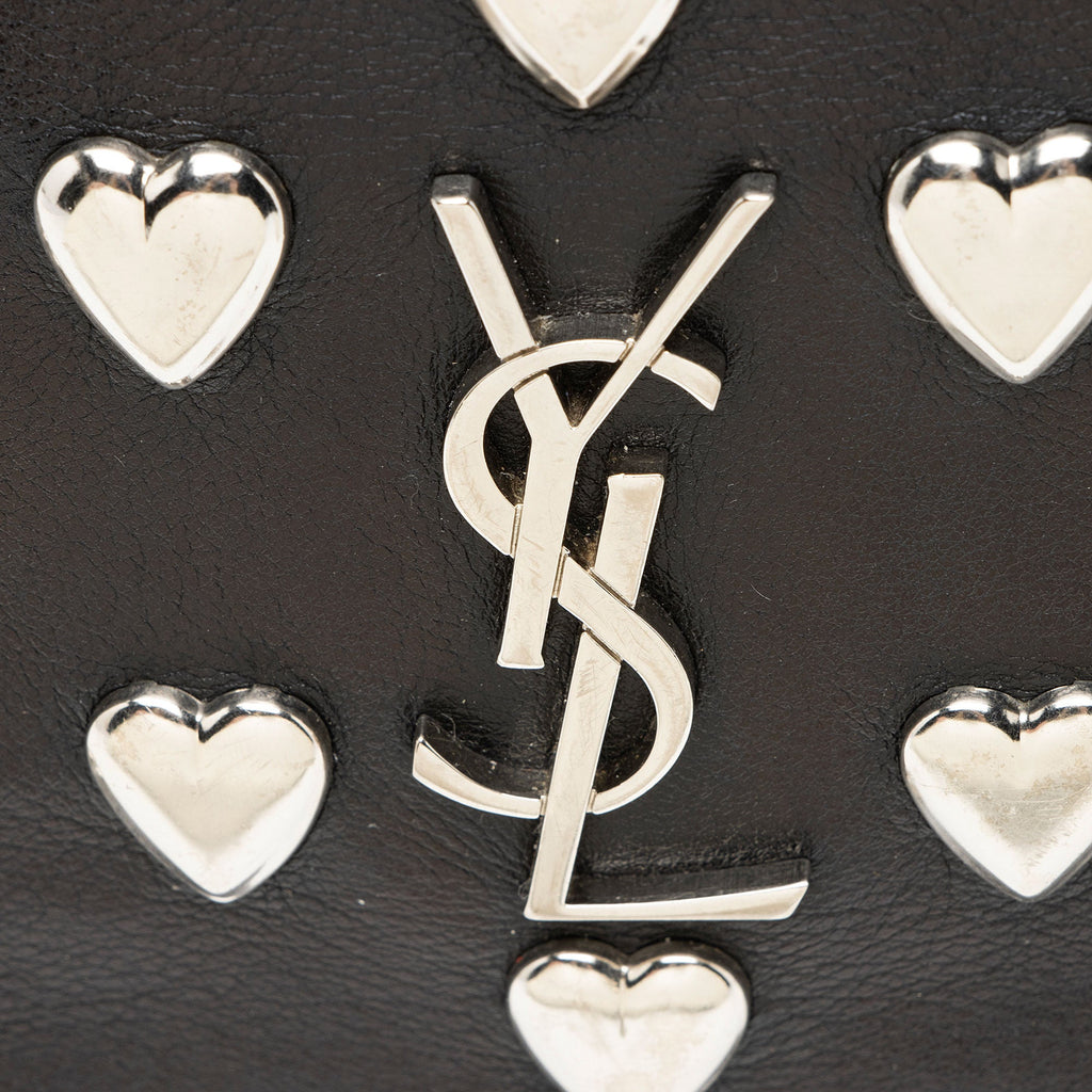 Saint Laurent Heart Studded Leather Monogram Blogger Bag