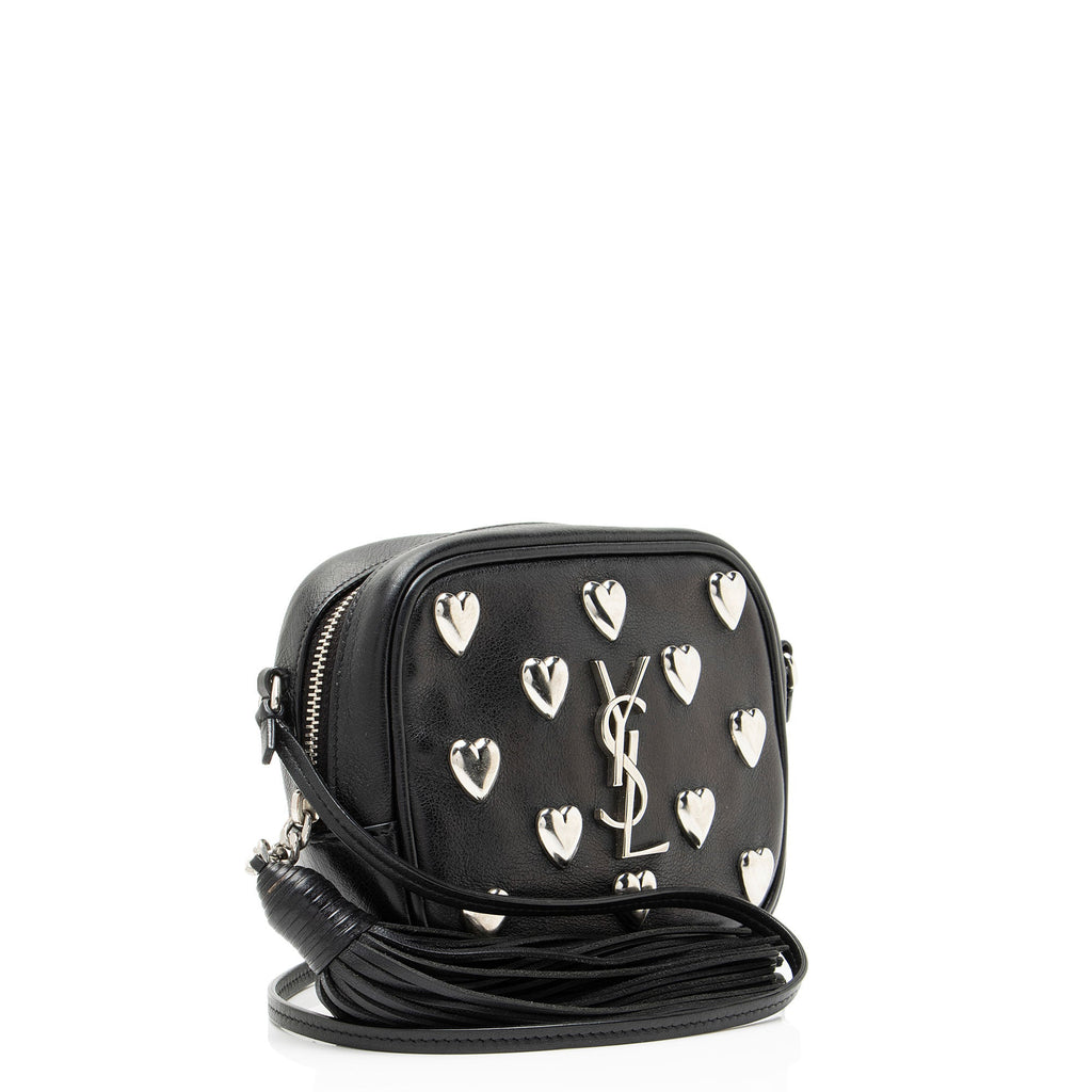 Saint Laurent Heart Studded Leather Monogram Blogger Bag
