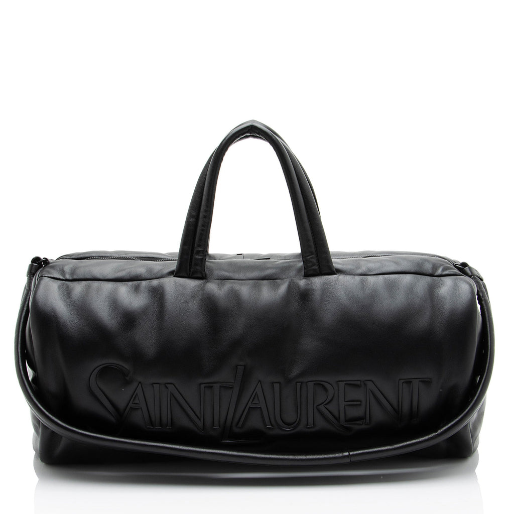 Saint Laurent Lambskin Logo Puffer Duffle