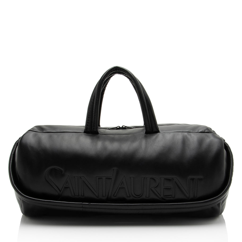 Saint Laurent Lambskin Logo Puffer Duffle