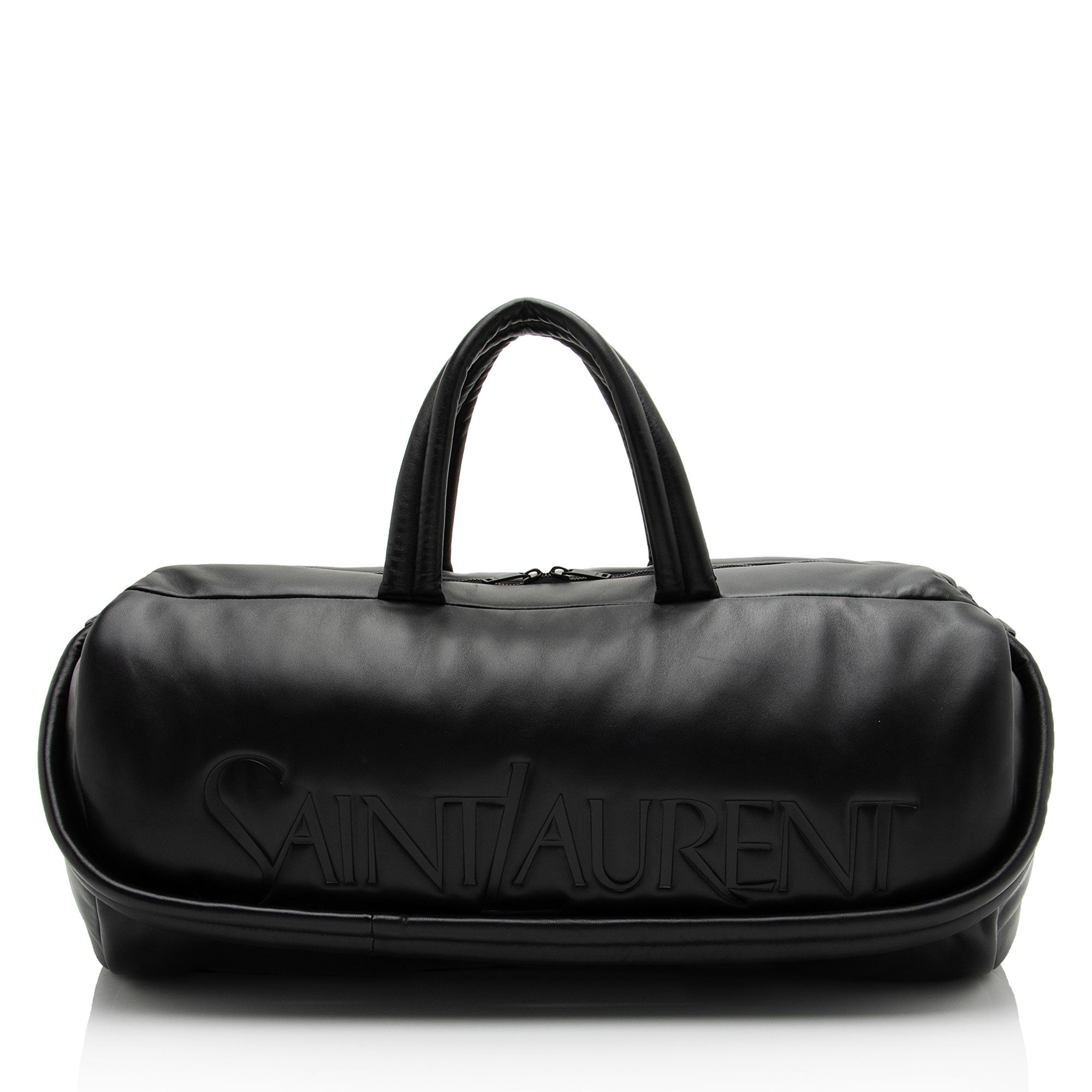 Saint Laurent Lambskin Logo Puffer Duffle
