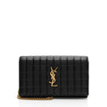 Saint Laurent Lambskin Matelasse Carre Monogram Cassandre Wallet on Chain