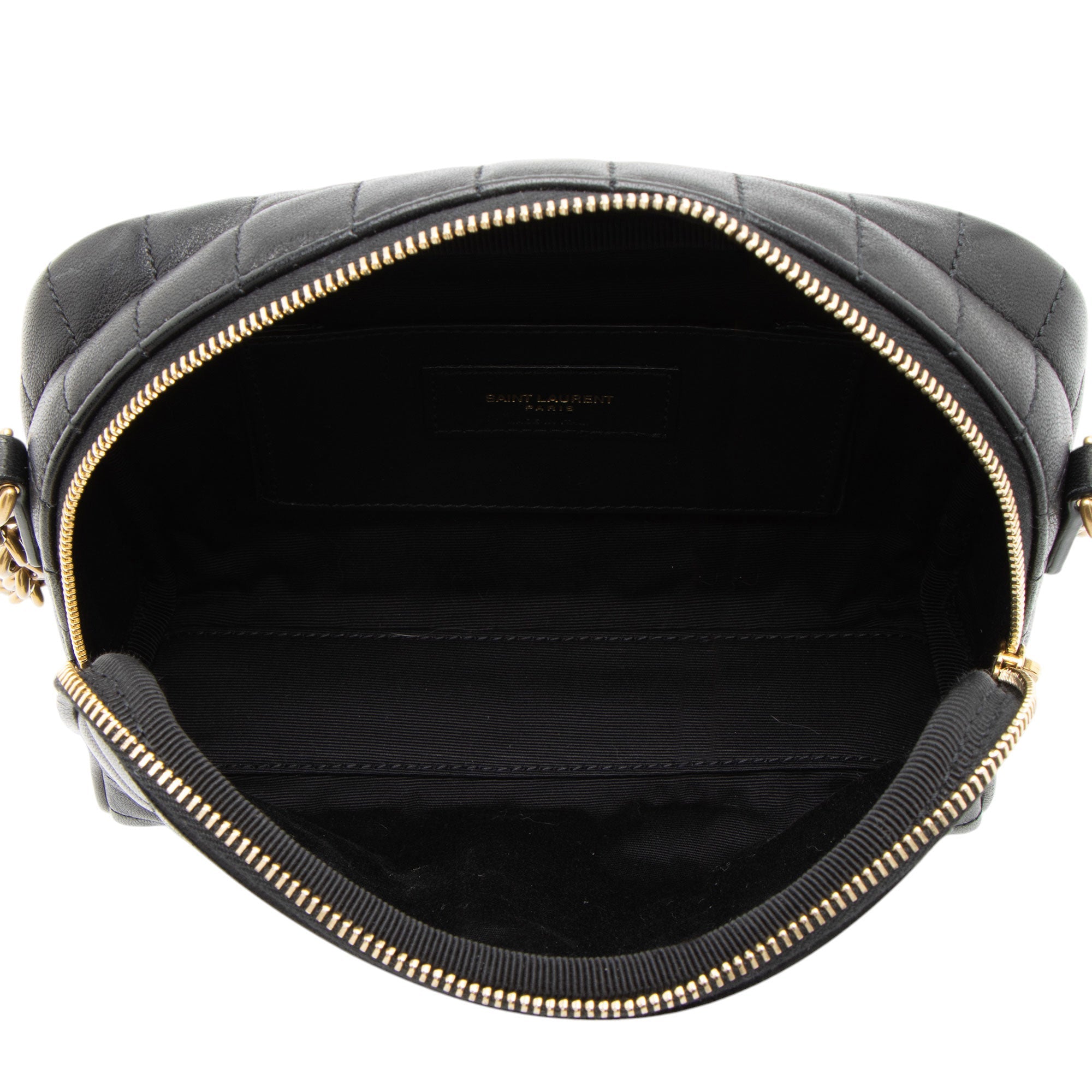 Saint Laurent Lambskin Matelasse Carre Monogram Cassandre Camera Bag (SHF-RGUZXr)