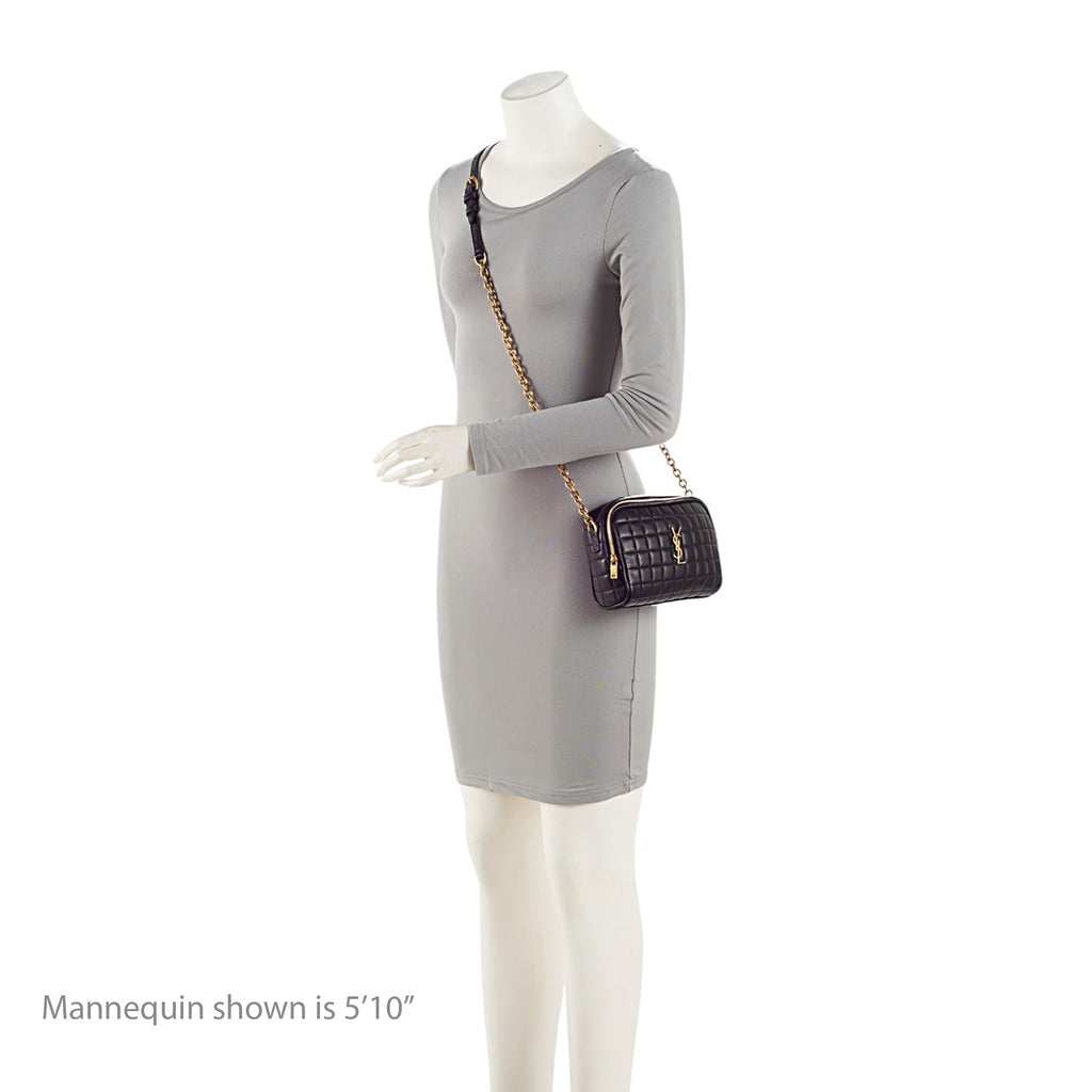 Saint Laurent Lambskin Matelasse Carre Monogram Cassandre Camera Bag (SHF-RGUZXr)