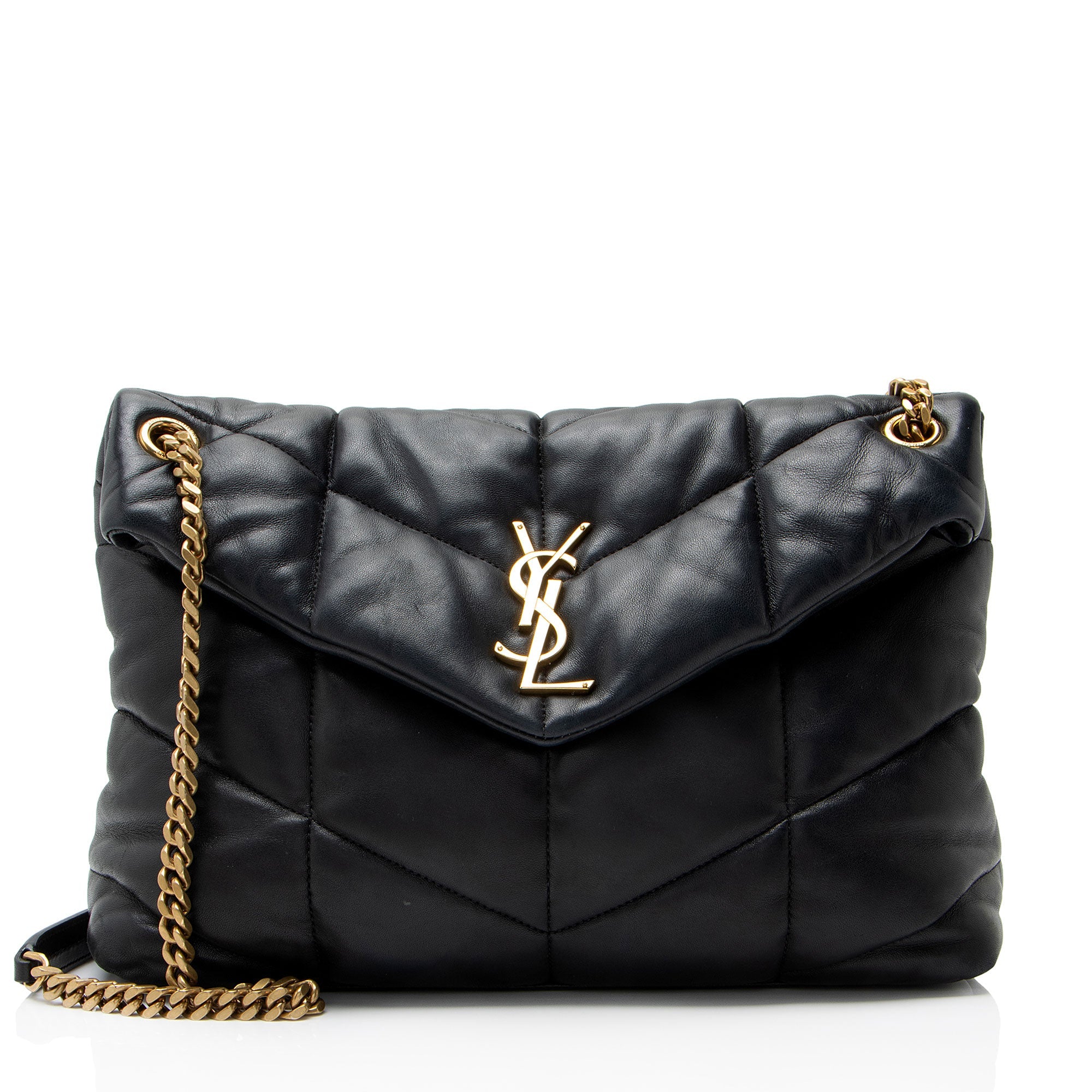 Saint Laurent Lambskin Monogram Puffer LouLou Medium Shoulder Bag