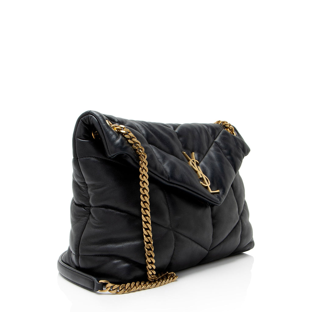 Saint Laurent Lambskin Monogram Puffer LouLou Medium Shoulder Bag