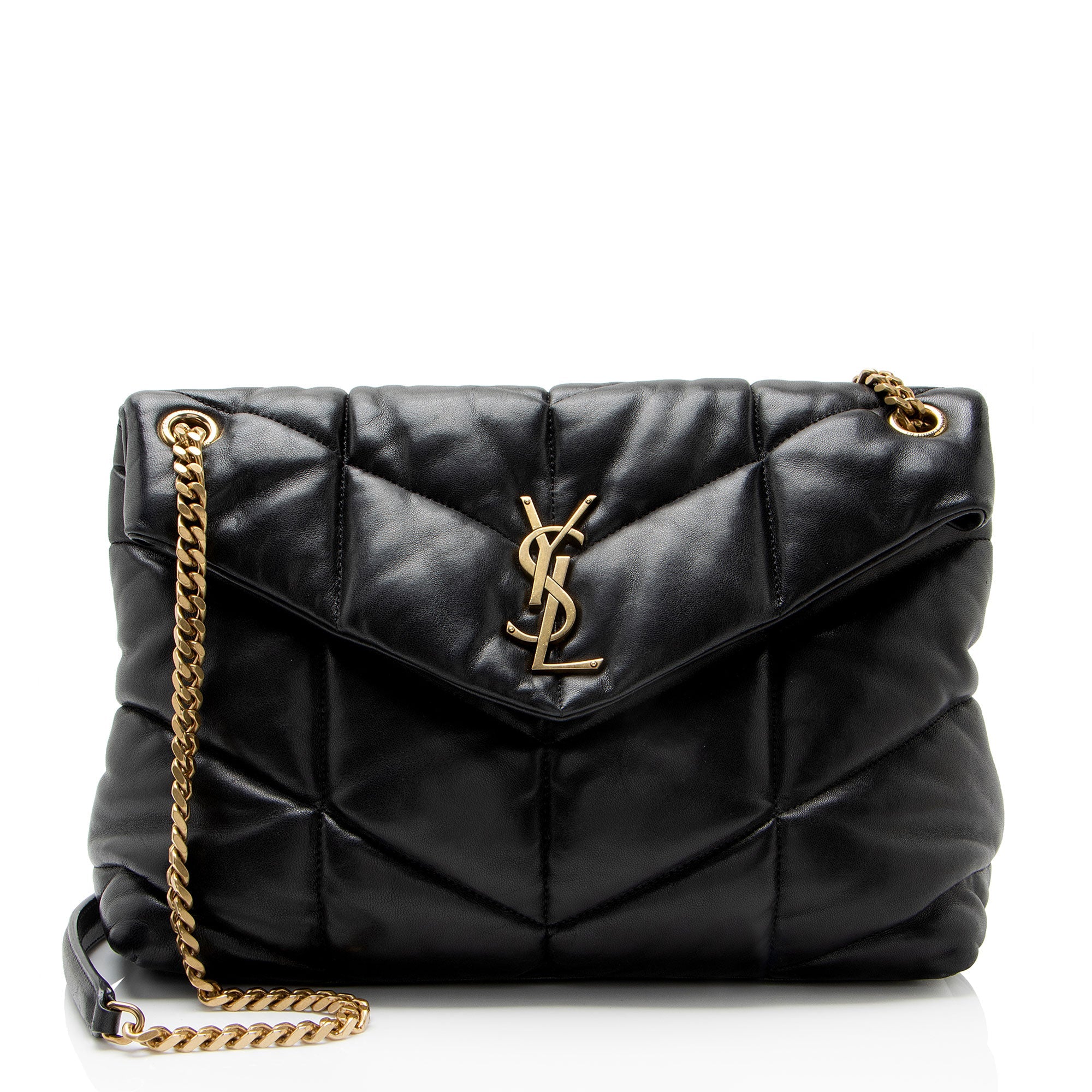 Saint Laurent Lambskin Monogram Puffer LouLou Medium Shoulder Bag