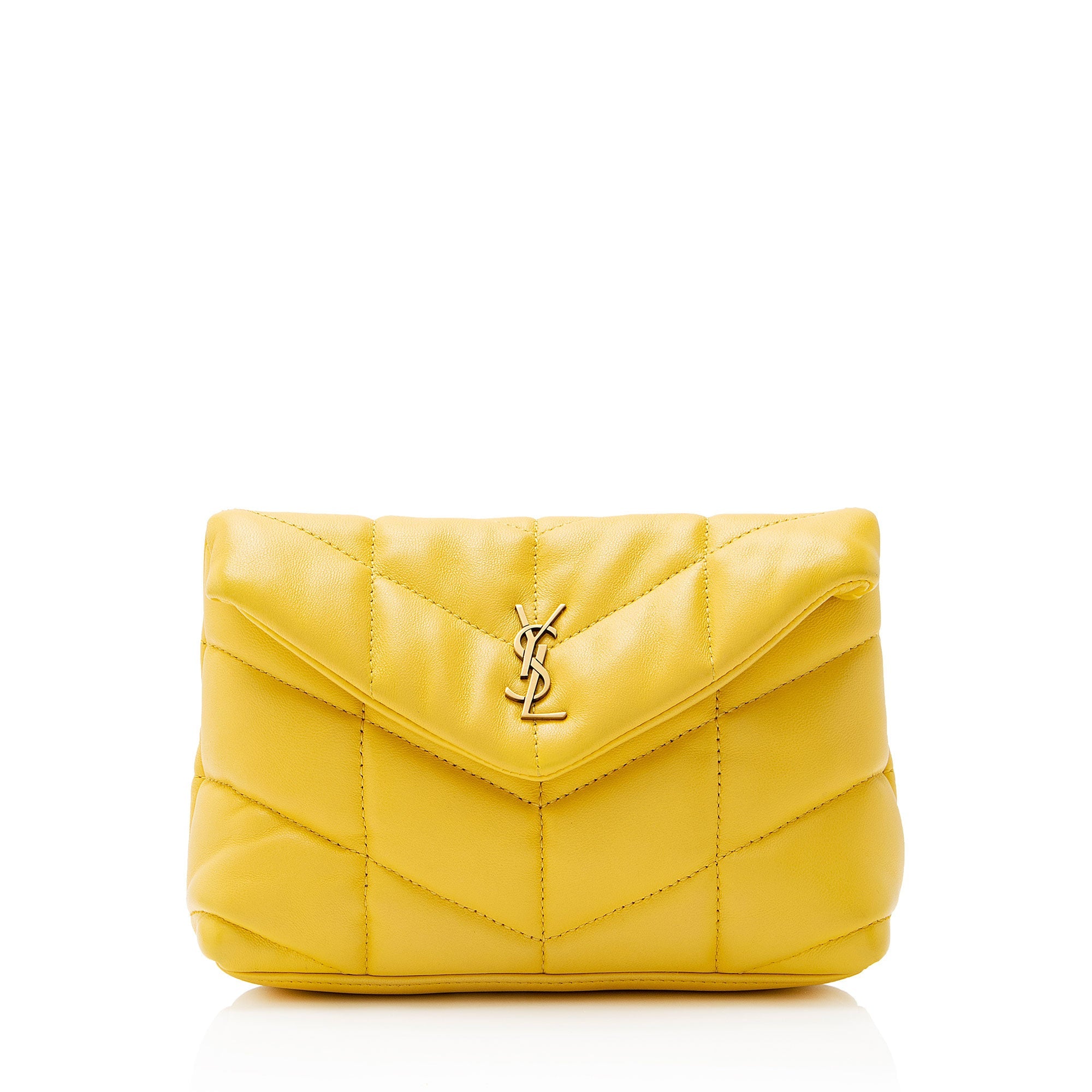 Saint Laurent Lambskin Monogram Puffer LouLou Small Clutch