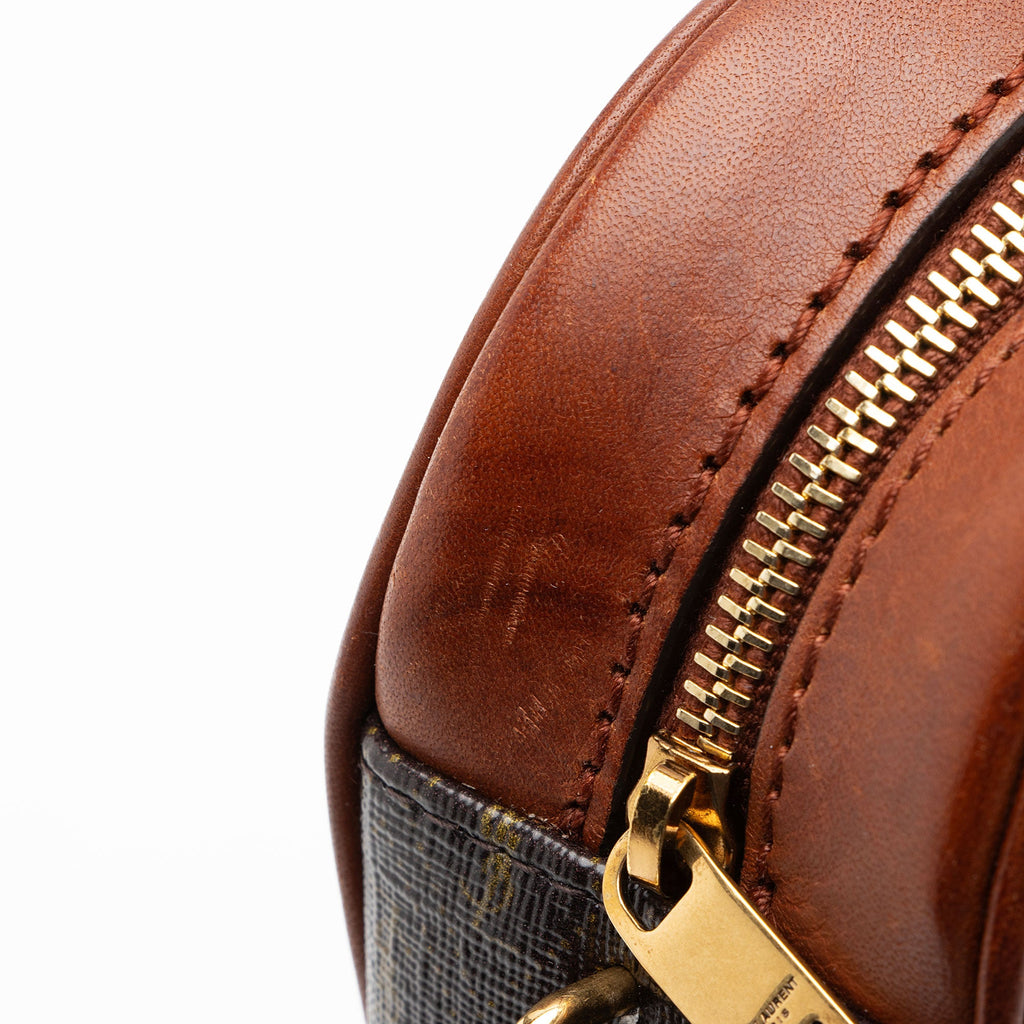 Saint Laurent Le Monogramme Canvas Calfskin Sac Coeur Crossbody