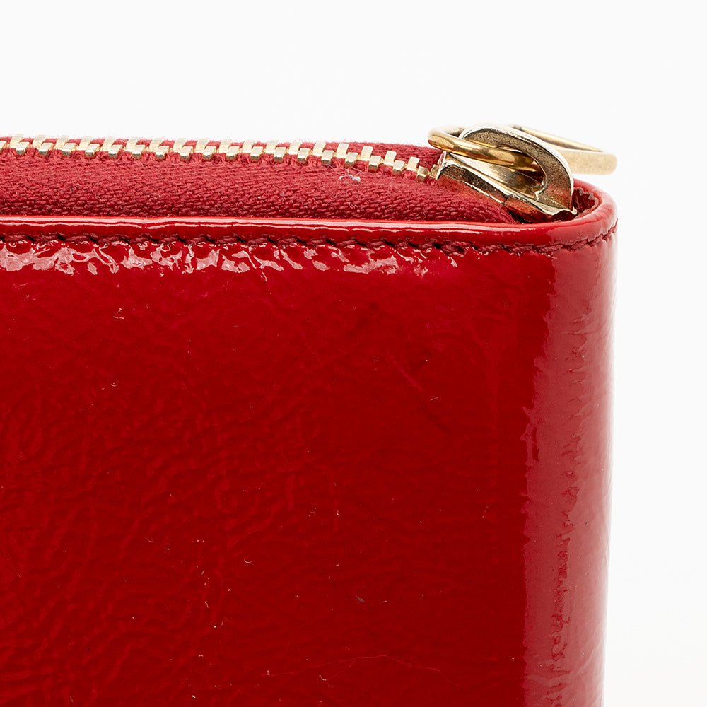 Saint Laurent Patent Leather Belle du Jour Zip Wallet (SHF-20318)
