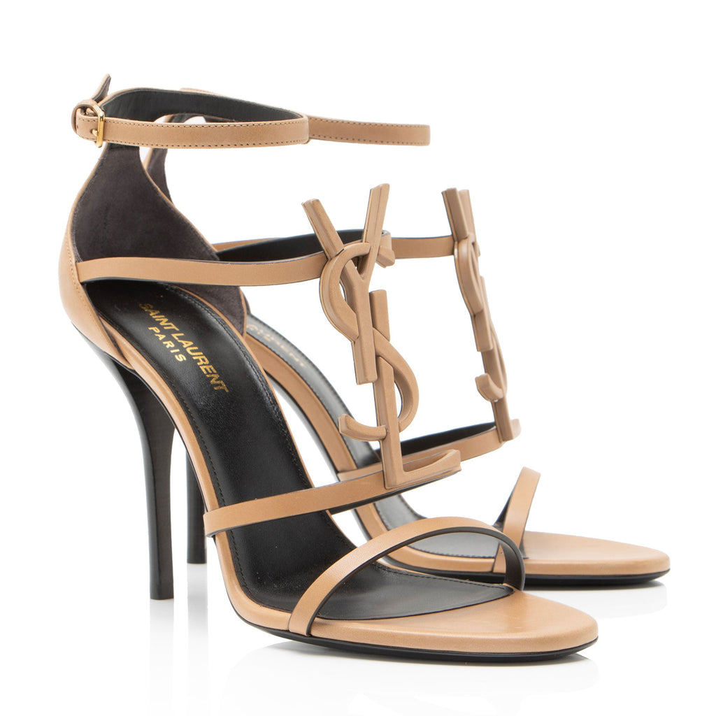 Saint Laurent Leather Cassandra Sandals - Size 10 / 40