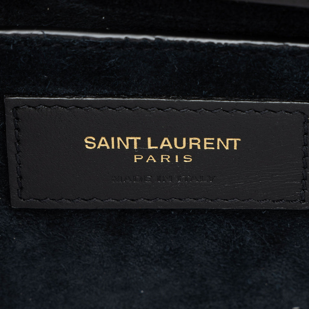 Saint Laurent Leopard Printed Suede Monogram Sunset Medium Shoulder Bag