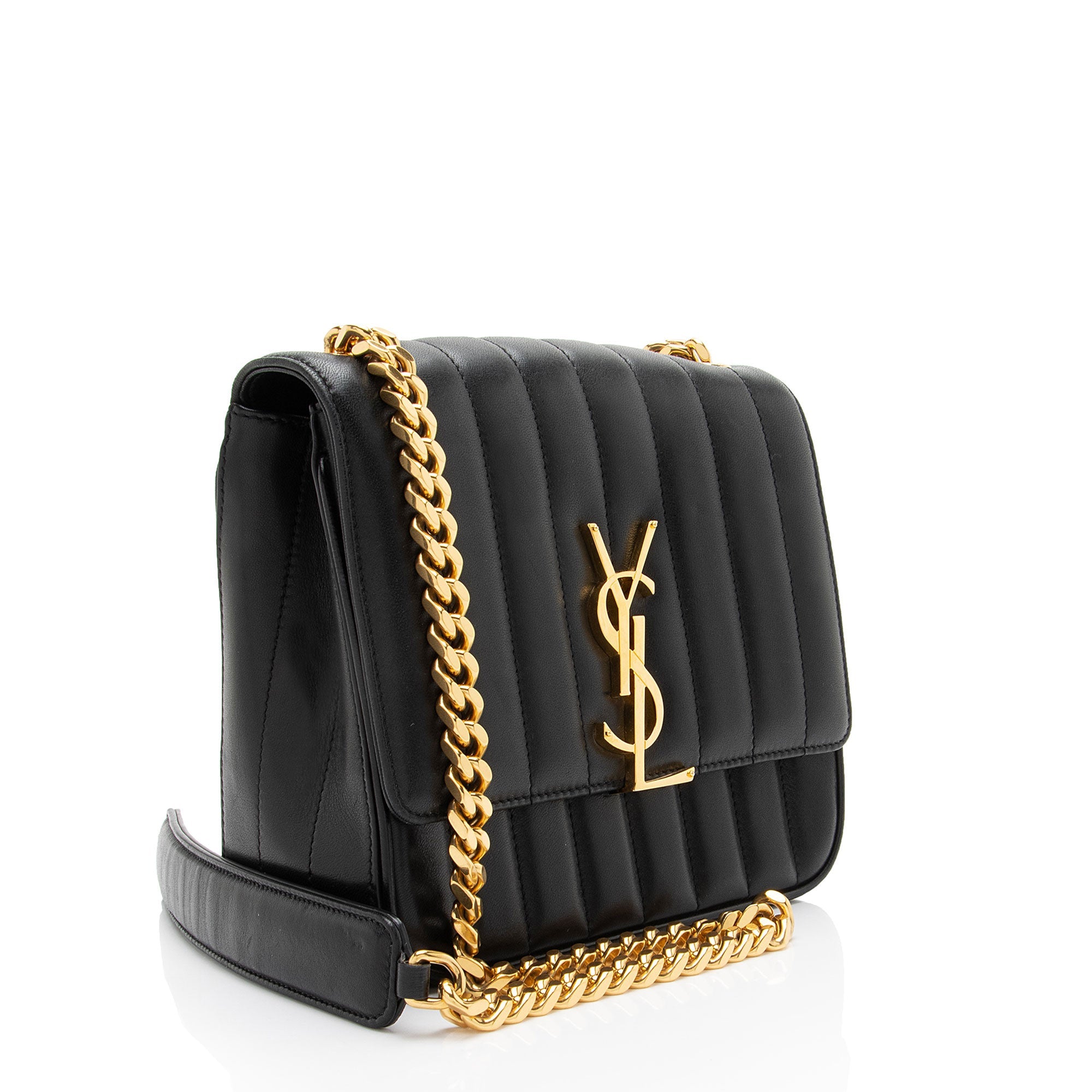 Saint Laurent Matalasse Calfskin Monogram Vicky Medium Shoulder Bag