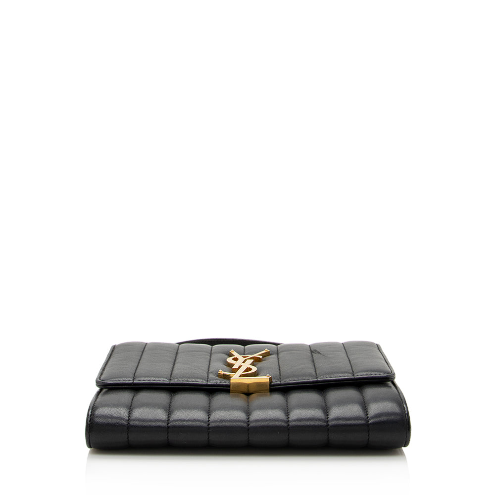 Saint Laurent Matalasse Calfskin Vicky Chain Wallet (SHF-21988)