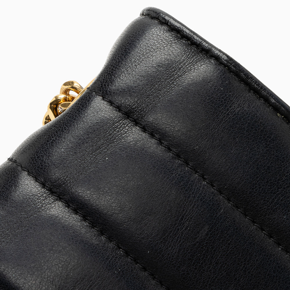 Saint Laurent Matalasse Calfskin Vicky Chain Wallet (SHF-21988)