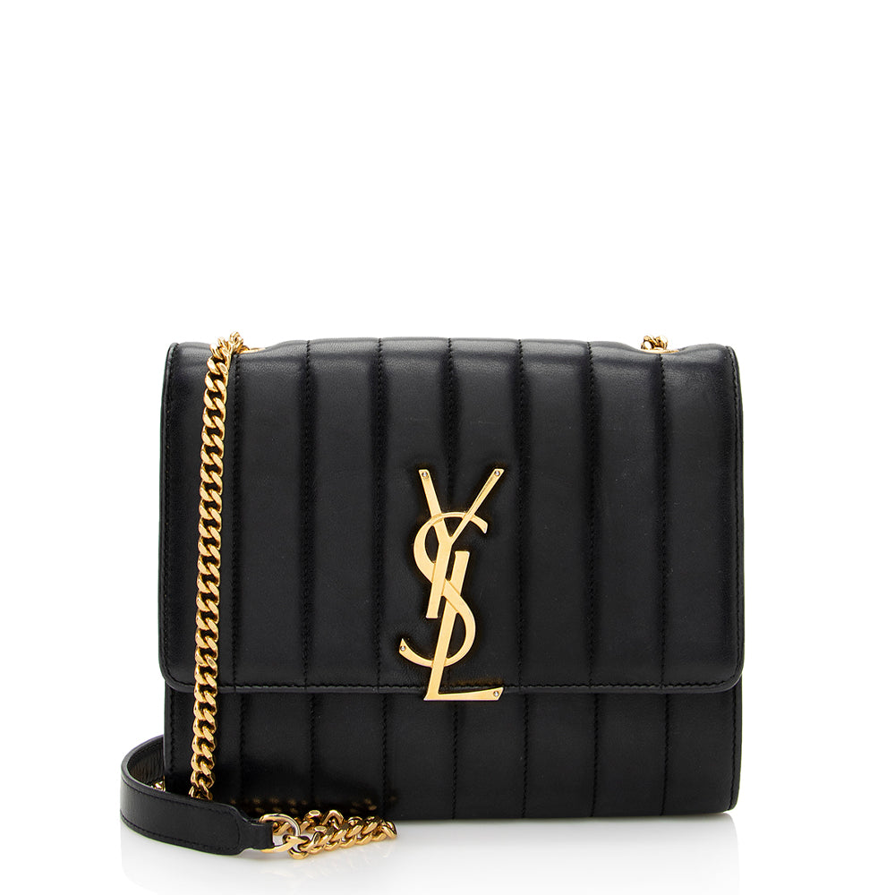 Saint Laurent Matalasse Calfskin Vicky Chain Wallet (SHF-21988)