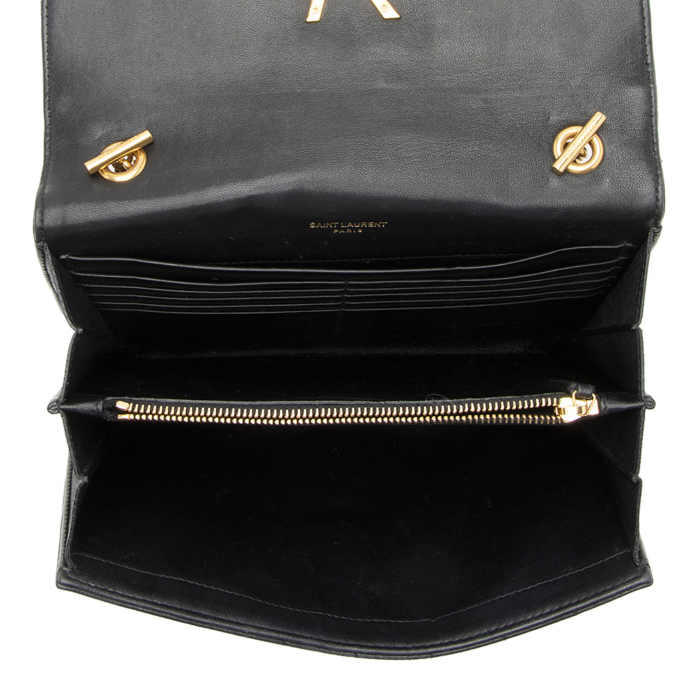 Saint Laurent Matalasse Calfskin Vicky Chain Wallet (SHF-21988)