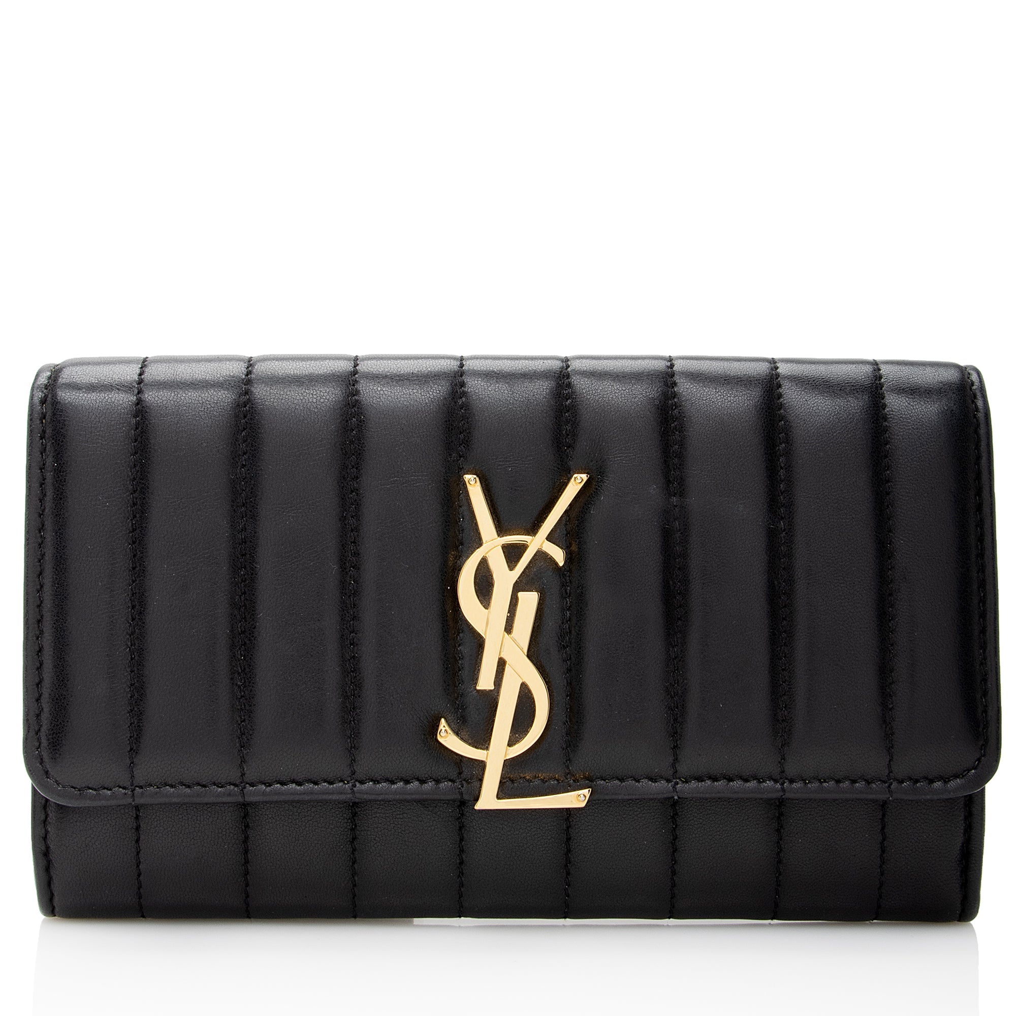 Saint Laurent Matalasse Calfskin Vicky Continental Wallet (SHF-22903)