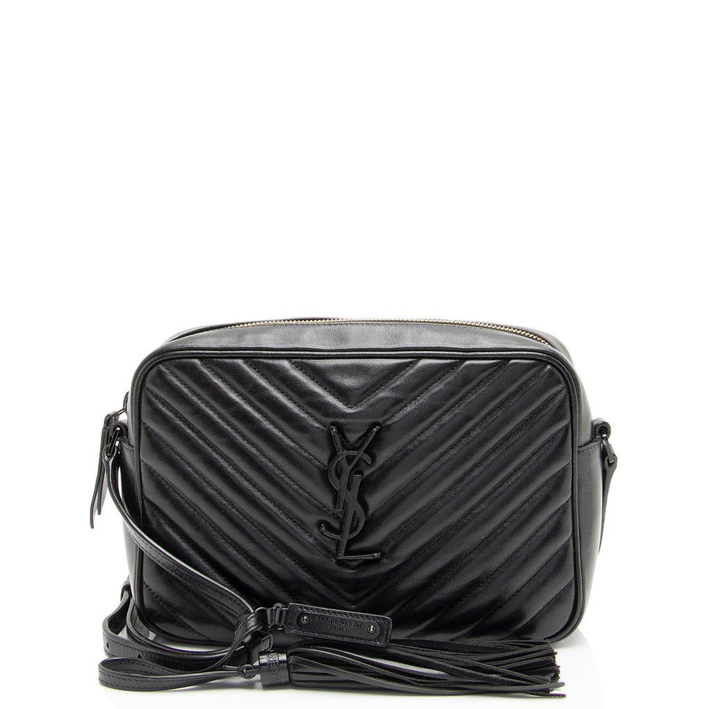 Saint Laurent Matelasse Calfskin Matte Black Monogram Lou Camera Bag (SHF-APSLqT)