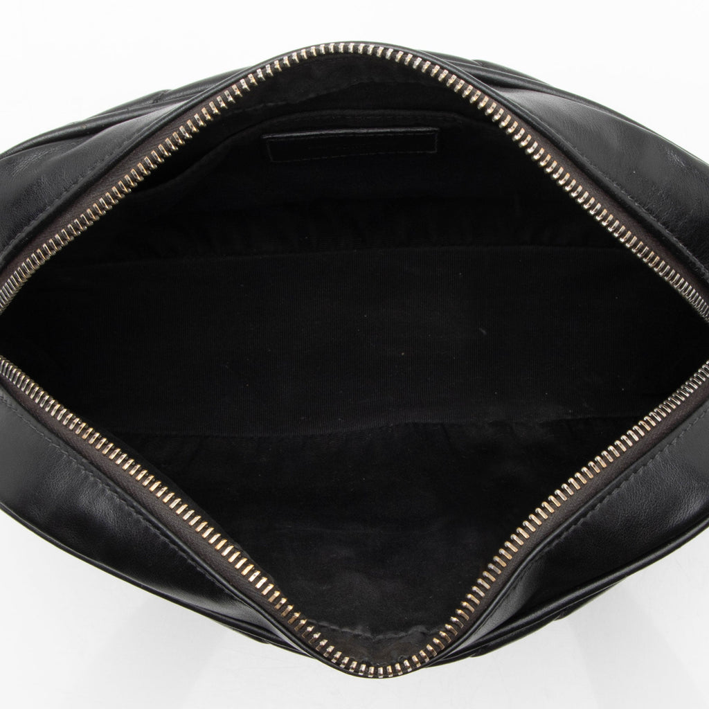 Saint Laurent Matelasse Calfskin Matte Black Monogram Lou Camera Bag (SHF-PIyVqF)