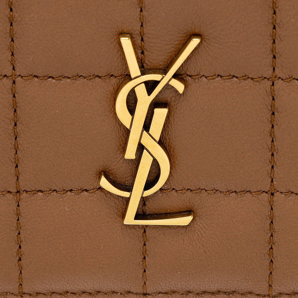 Saint Laurent Matelasse Calfskin Monogram Cassandre Small Wallet