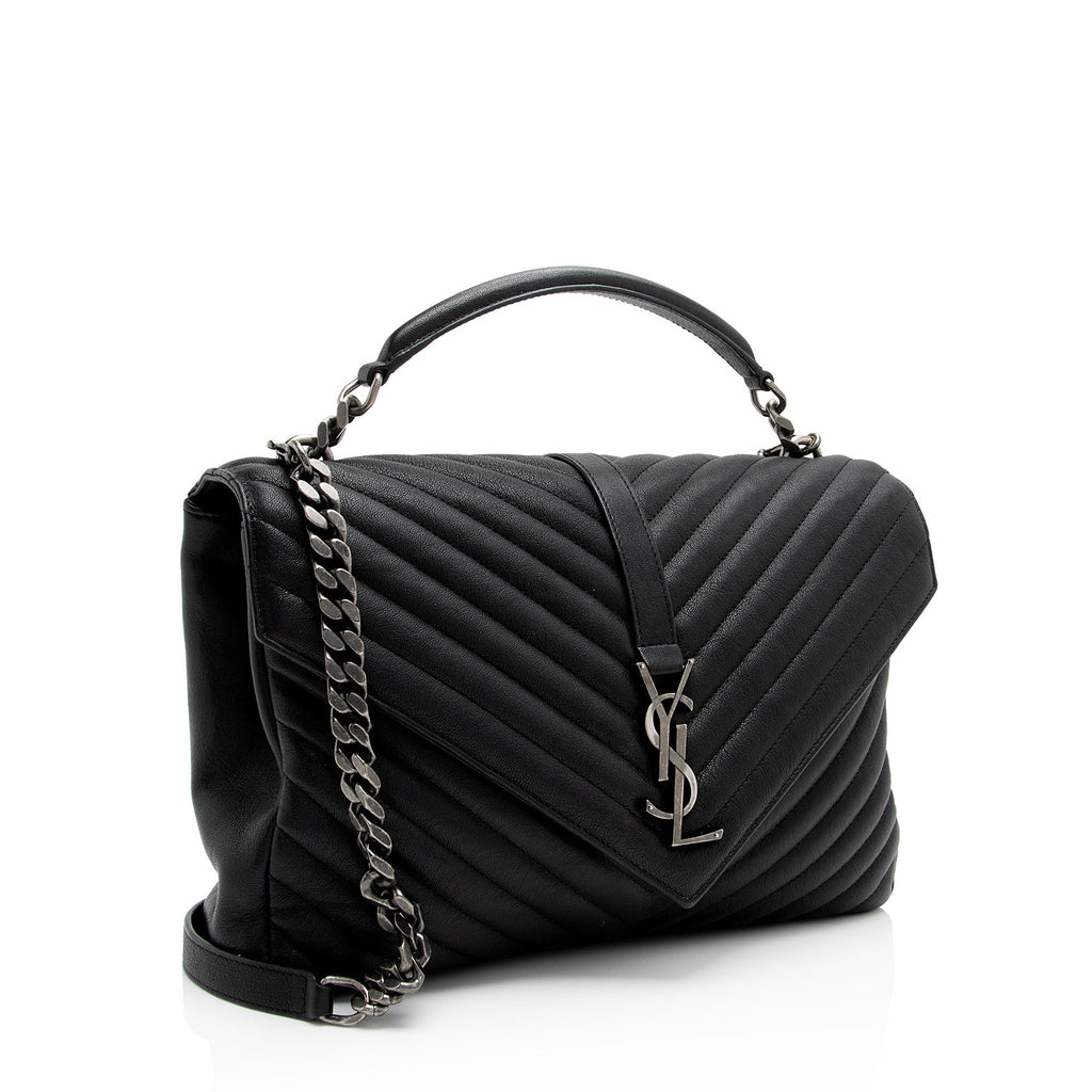 Saint Laurent Matelasse Calfskin Monogram College Large Shoulder Bag (SHF-gvwSDh)