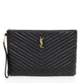 Saint Laurent Matelasse Calfskin Monogram Large Wristlet (SHF-Cxxp2w)